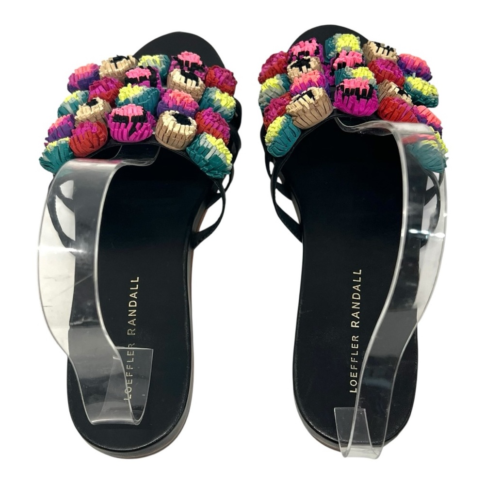 Loeffler Randal Sal PomPom Slide Multicolor Leather Casual Sandals Womens 9.5 - Picture 9 of 15